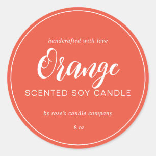 Zelfgemaakte Soja Kaars Chic Calligrafie Oranje Ro Ronde Sticker