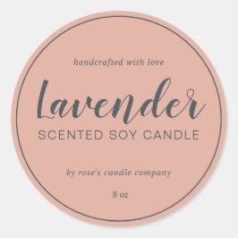 Zelfgemaakte Soja Kaars Chic Calligrafie Stof Roze Ronde Sticker