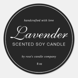 Zelfgemaakte Soja Kaars Chic Calligrafie Zwart Ronde Sticker