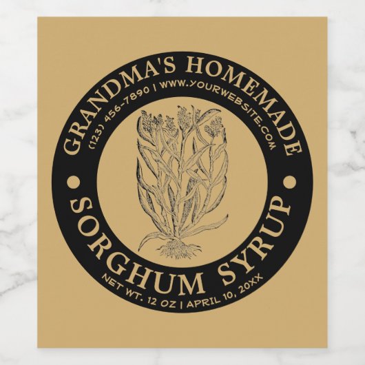  Zelfgemaakte Sorghum siroop Label Sjabloon Wijn Etiket (Enkel label)