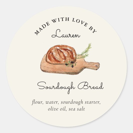 Zelfgemaakte Sourdough Brood Ronde Sticker (Voorkant)