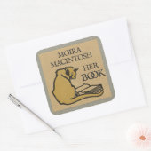 Zelfgemaakte sticker met vintage kat voor boekplaa (Envelop)