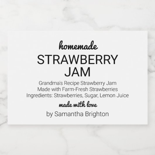 Zelfgemaakte Strawberry Jam Custom Keuken Pantry Voedselcontainer Etiket (Enkel label)