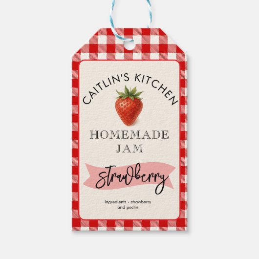 Zelfgemaakte Strawberry Jam Label | Aangepaste kle Cadeaulabel (Voorkant)