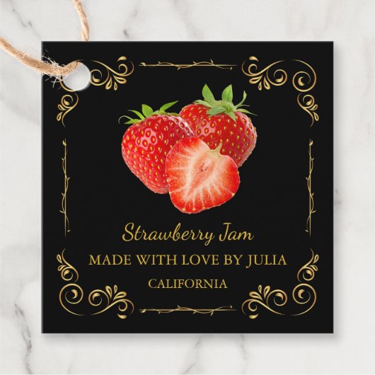  Zelfgemaakte Strawberry Jam Square Hang Label (Voorkant)