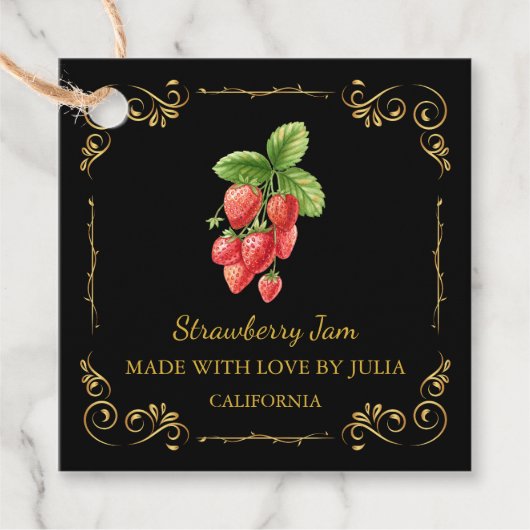 Zelfgemaakte Strawberry Jam Square Hang Label (Voorkant)