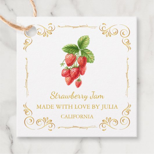 Zelfgemaakte Strawberry Jam Square Hang Label (Voorkant)