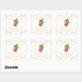 Zelfgemaakte Strawberry Jam Square Label (Vel)