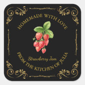 Zelfgemaakte Strawberry Jam Square Label (Voorkant)