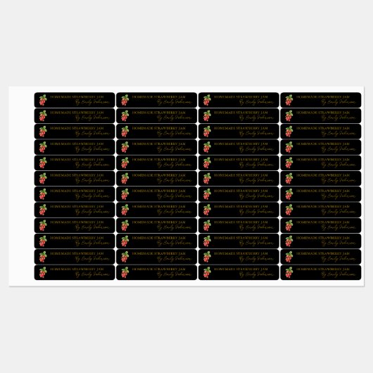 Zelfgemaakte Strawberry Jam Thin Label (Vel)