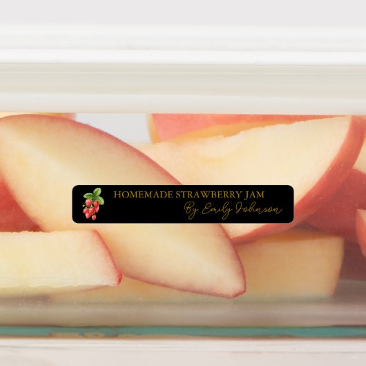 Zelfgemaakte Strawberry Jam Thin Label (Aangebracht)