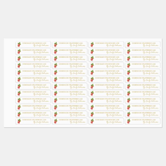 Zelfgemaakte Strawberry Jam Thin Label (Vel)