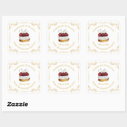  zelfgemaakte Sweet Cake Square Label (Vel)