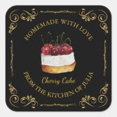 zelfgemaakte Sweet Cake Square Label (Voorkant)