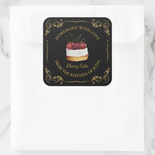  zelfgemaakte Sweet Cake Square Label (Tas)