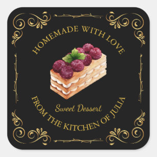 zelfgemaakte Sweet Cake Square Label