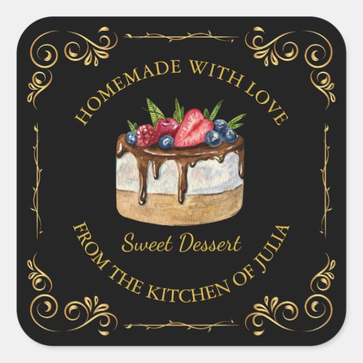  zelfgemaakte Sweet Cake Square Label (Voorkant)