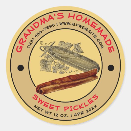  Zelfgemaakte Sweet Pickles Label Sjabloon (Voorkant)