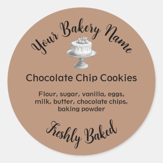 Zelfgemaakte taart Business Baking Label Bruin (Voorkant)