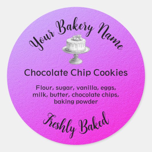 Zelfgemaakte taart Business Baking Pink Ronde Sticker (Voorkant)