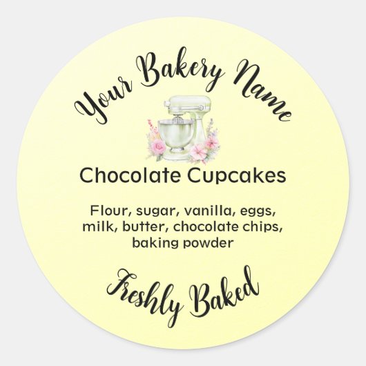 Zelfgemaakte taart Business Logo Baking Label Geel (Voorkant)