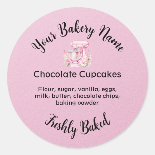 Zelfgemaakte taart Business Logo Baking Label Roze (Voorkant)