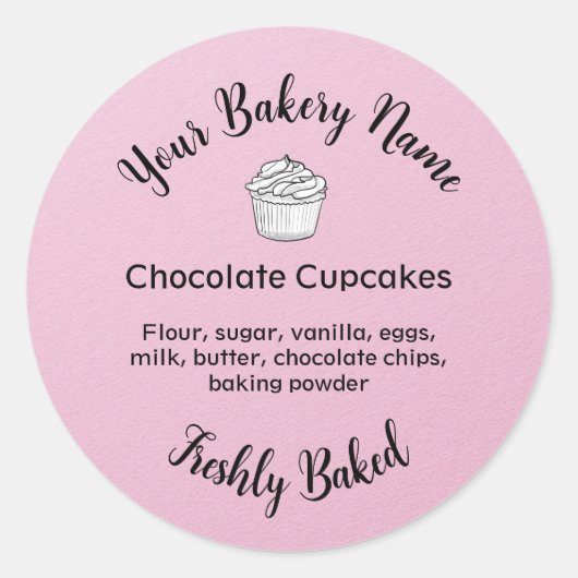 Zelfgemaakte taart Business Logo Baking Label Roze (Voorkant)