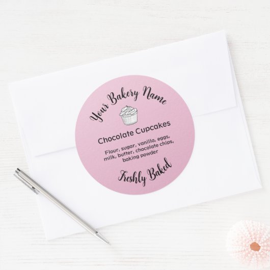 Zelfgemaakte taart Business Logo Baking Label Roze (Envelop)