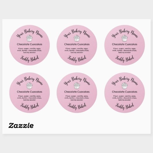 Zelfgemaakte taart Business Logo Baking Label Roze (Vel)