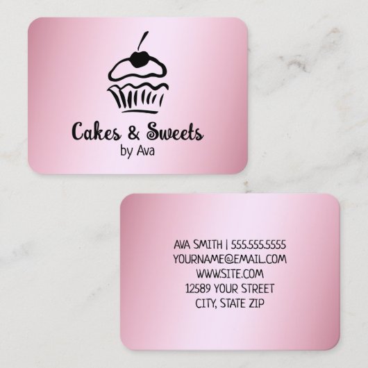 🍒Zelfgemaakte taartbakkerij Visitekaartje (Voorkant / Achterkant)
