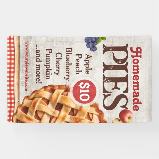 Zelfgemaakte taarten bakkerij op boerenmarkten spandoek (Horizontaal)