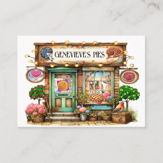 Zelfgemaakte taarten, gebak, bakkerij visitekaartje (Voorkant)