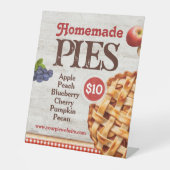 Zelfgemaakte taarten tafel reclamebord met voetstuk (Voorkant)