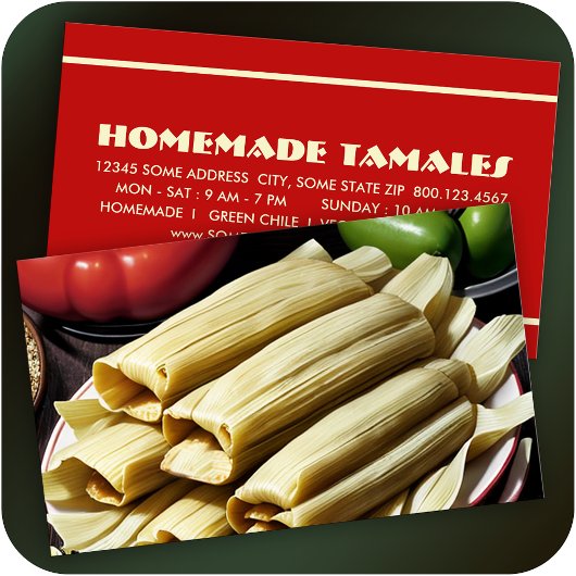 Zelfgemaakte tamales klantenkaartje