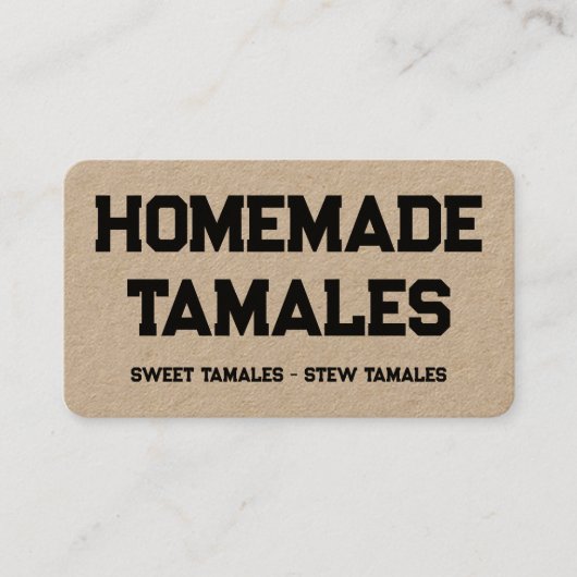 Zelfgemaakte Tamales Kraft Visitekaartje (Voorkant)