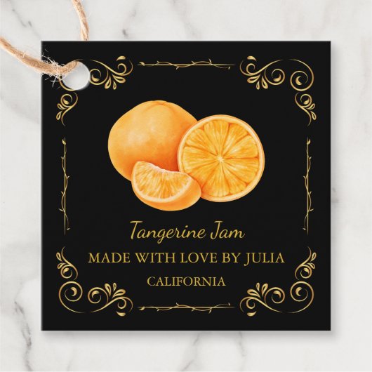  Zelfgemaakte Tangerine Jam Square Hang Label (Voorkant)