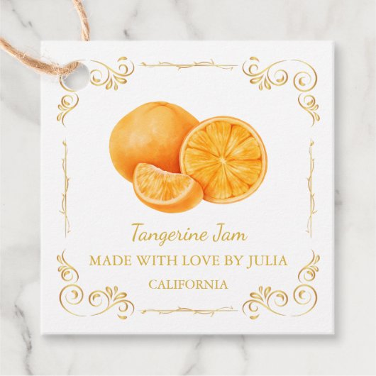 Zelfgemaakte Tangerine Jam Square Hang Label (Voorkant)