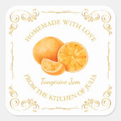 Zelfgemaakte Tangerine Jam Square Label (Voorkant)