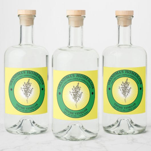 zelfgemaakte tijm azijn label Sjabloon Likeurfles Etiket (Flessen)