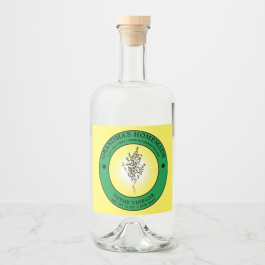 zelfgemaakte tijm azijn label Sjabloon Likeurfles Etiket (Voorkant)