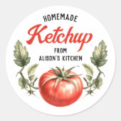 Zelfgemaakte Tomaat Ketchup label aquarel tomaat (Voorkant)