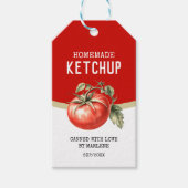 Zelfgemaakte tomaat ketchup met rode tomaat cadeaulabel (Voorkant)