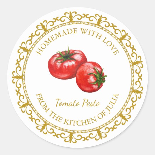 Zelfgemaakte Tomaat Pesto Label L Wit (Voorkant)