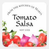 Zelfgemaakte tomaat salsa inblikken vierkante sticker (Voorkant)
