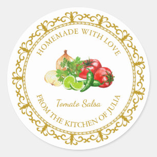 Zelfgemaakte Tomaat Salsa Label L Wit