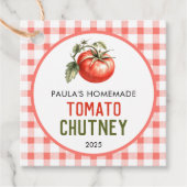 Zelfgemaakte Tomatechutney met geruit patroon Bedankjes Labels (Voorkant)