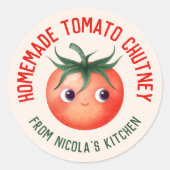 Zelfgemaakte Tomatechutney met je eigen recept Ronde Sticker (Voorkant)