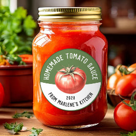Zelfgemaakte Tomaten Mild saus voor inmaken recept Ronde Sticker