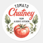 Zelfgemaakte tomatenchutney label in vintage stijl (Voorkant)