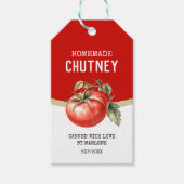 Zelfgemaakte tomatenchutney met rode tomaat cadeaulabel (Voorkant)